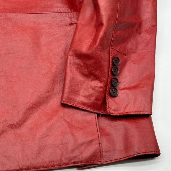 Kuhlman Genuine Leather 2 button Jacket Red Burgandy Women's Size 2 - Picture 9 of 10